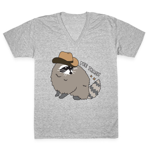 Yee Trash Cowboy Raccoon V-Neck Tee Shirt