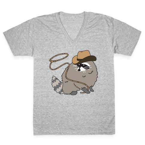Cowboy Raccoon Lasso V-Neck Tee Shirt