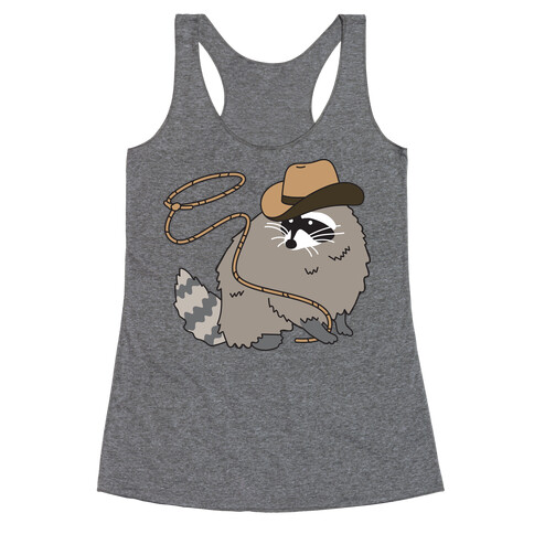 Cowboy Raccoon Lasso Racerback Tank Top