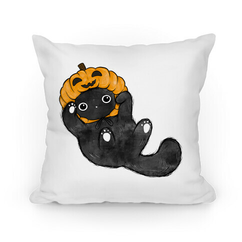 Halloween Pumpkin Cat  Pillow
