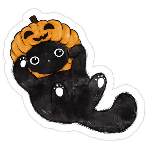 Halloween Pumpkin Cat  Die Cut Sticker