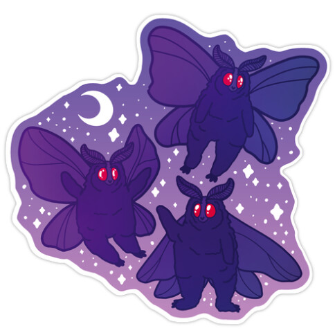 Chubby Mothman Nighttime Pattern Die Cut Sticker