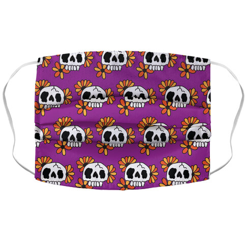 Skull Blossom Pattern Accordion Face Mask