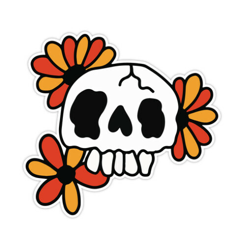 Skull Blossom Pattern Die Cut Sticker