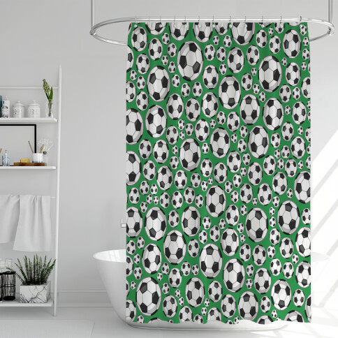 Soccer Balls Pattern Shower Curtain