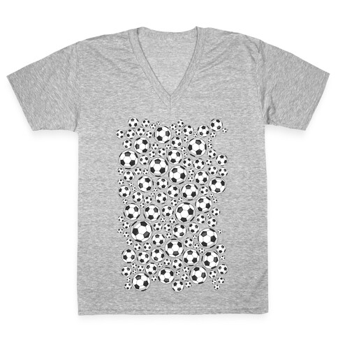 Soccer Balls Pattern V-Neck Tee Shirt