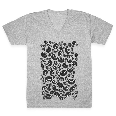 Hockey Pucks Pattern V-Neck Tee Shirt