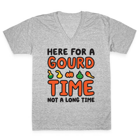 Here For A Gourd Time Not A Long Time V-Neck Tee Shirt
