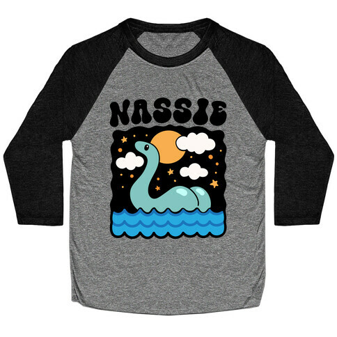 Nassie Lochness Monster Butt Parody Baseball Tee