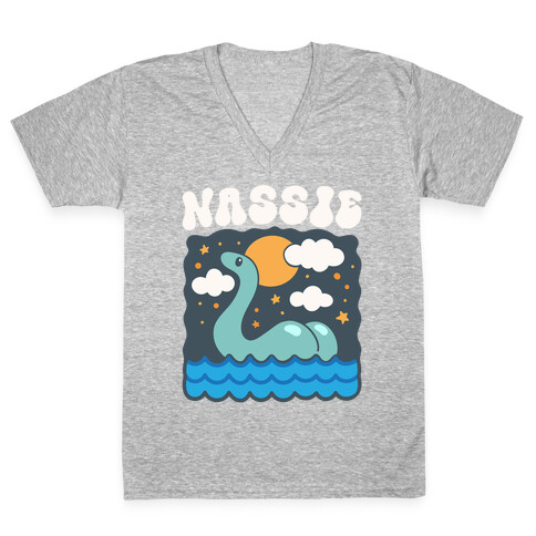 Nassie Lochness Monster Butt Parody V-Neck Tee Shirt