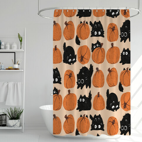 Pumpkin Cats Shower Curtain