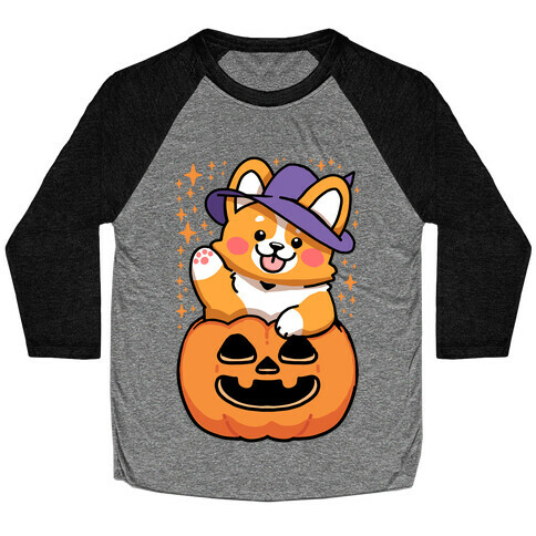 Cute Halloween Corgi Baseball Tee