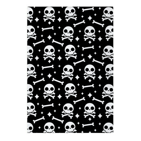 Cute Skull N' Bones Pattern (Black) Garden Flag