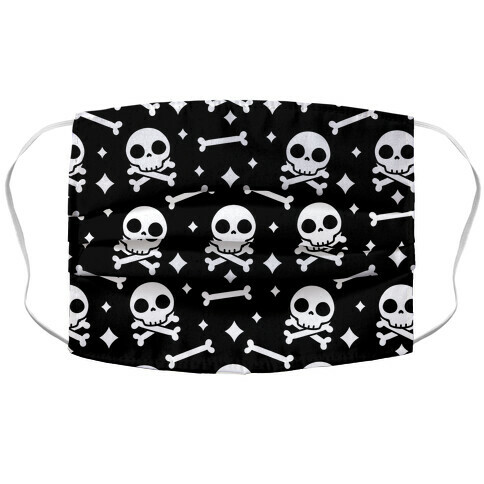 Cute Skull N' Bones Pattern (Black) Accordion Face Mask