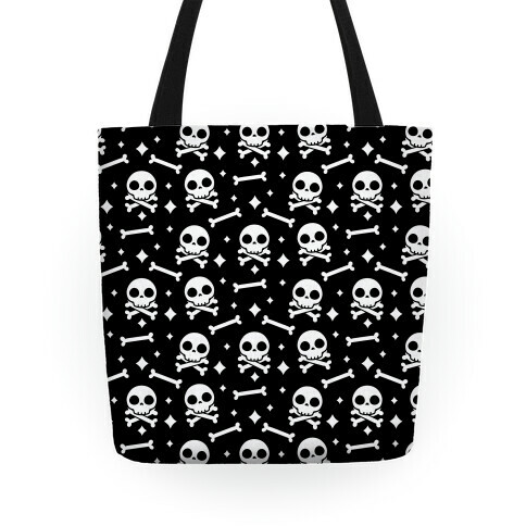 Cute Skull N' Bones Pattern (Black) Tote