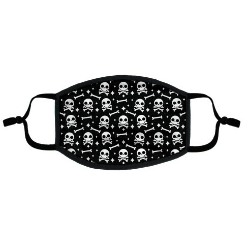 Cute Skull N' Bones Pattern (Black) Flat Face Mask