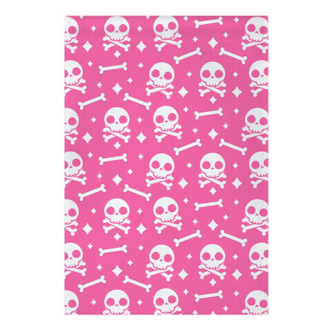 Cute Skull N' Bones Pattern (Pink) Garden Flag