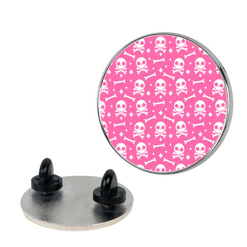 Cute Skull N' Bones Pattern (Pink) Pin