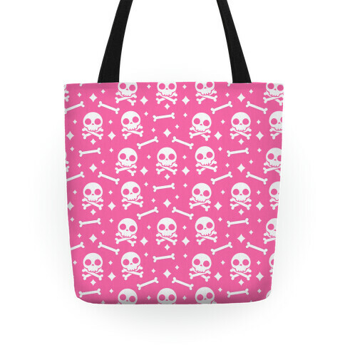 Cute Skull N' Bones Pattern (Pink) Tote