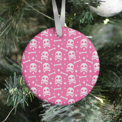Cute Skull N' Bones Pattern (Pink) Ornament