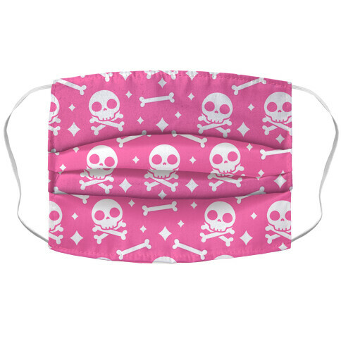 Cute Skull N' Bones Pattern (Pink) Accordion Face Mask