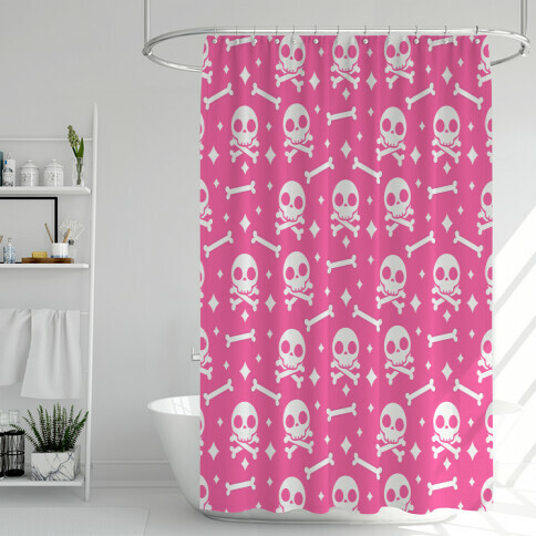 Cute Skull N' Bones Pattern (Pink) Shower Curtain