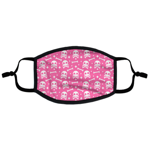 Cute Skull N' Bones Pattern (Pink) Flat Face Mask