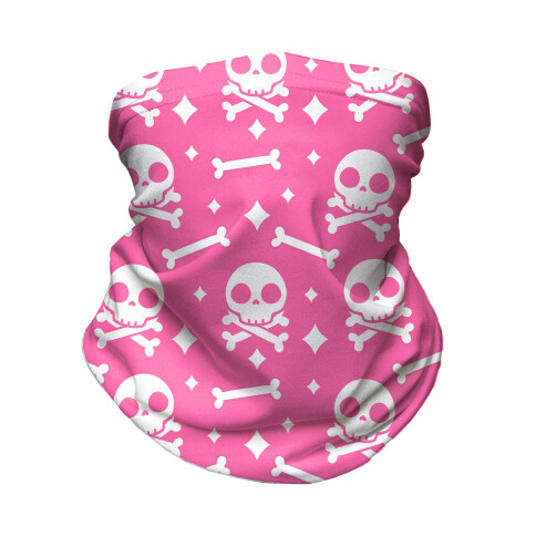 Cute Skull N' Bones Pattern (Pink) Neck Gaiter