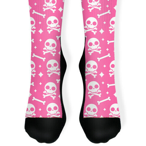 Cute Skull N' Bones Pattern (Pink) Sock