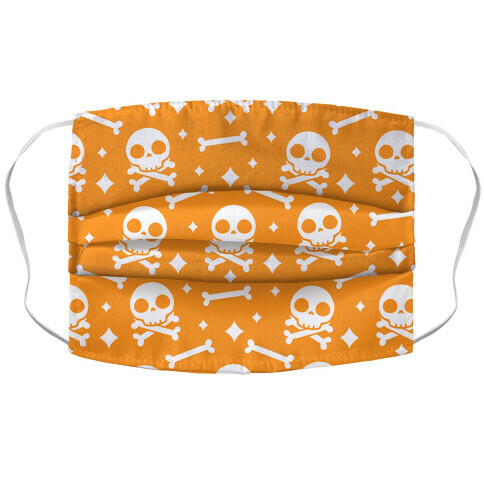 Cute Skull N' Bones Pattern (Orange) Accordion Face Mask