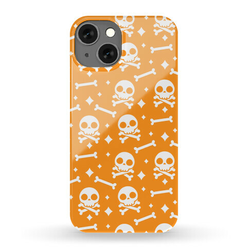 Cute Skull N' Bones Pattern (Orange) Phone Case