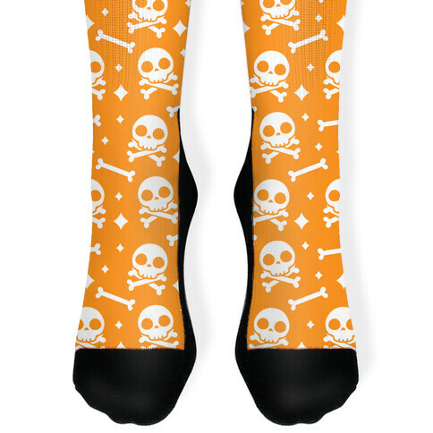 Cute Skull N' Bones Pattern (Orange) Sock