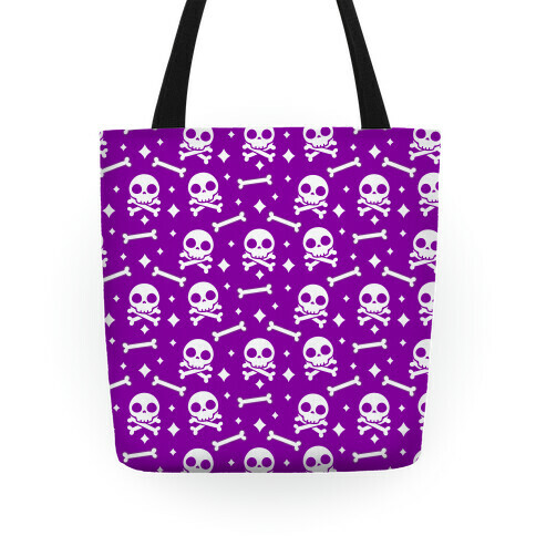 Cute Skull N' Bones Pattern (Purple) Tote