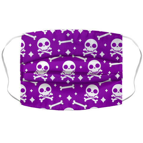 Cute Skull N' Bones Pattern (Purple) Accordion Face Mask