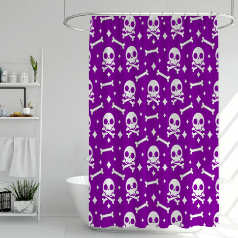 Cute Skull N' Bones Pattern (Purple) Shower Curtain