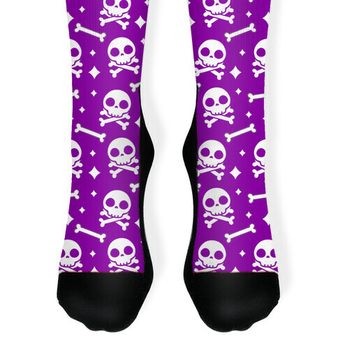 Cute Skull N' Bones Pattern (Purple) Sock