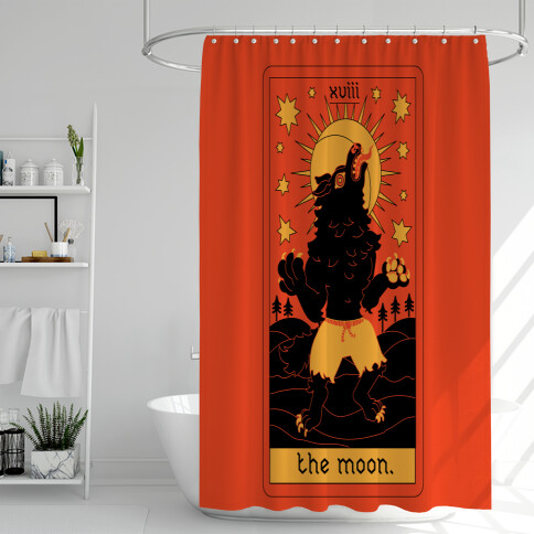 The Moon Werewolf Tarot Shower Curtain