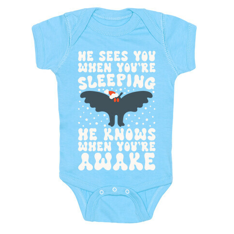 He Sees You When You're Sleeping Mothman Parody Baby One-Piece
