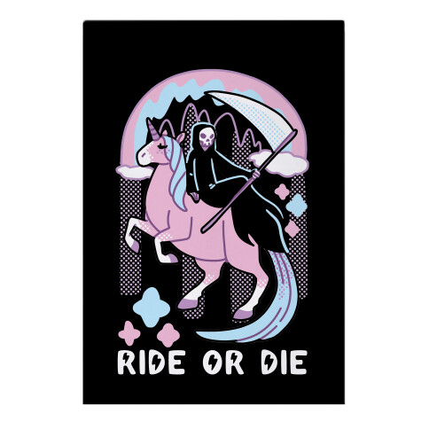 Ride or Die - Grim Reaper and Unicorn Garden Flag