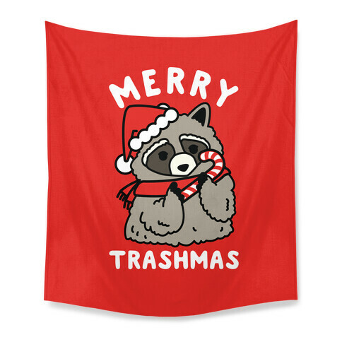 Merry Trashmas Raccoon Tapestry