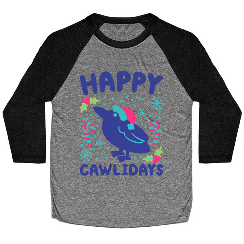 Happy Cawlidays Crow Holiday Parody Baseball Tee