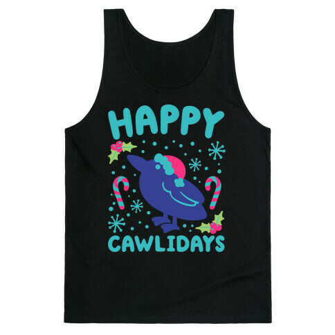 Happy Cawlidays Crow Holiday Parody Tank Top