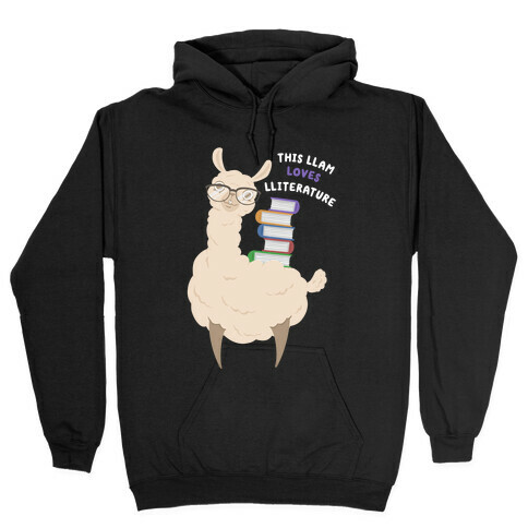 This Llam Loves Lliterature Hooded Sweatshirt