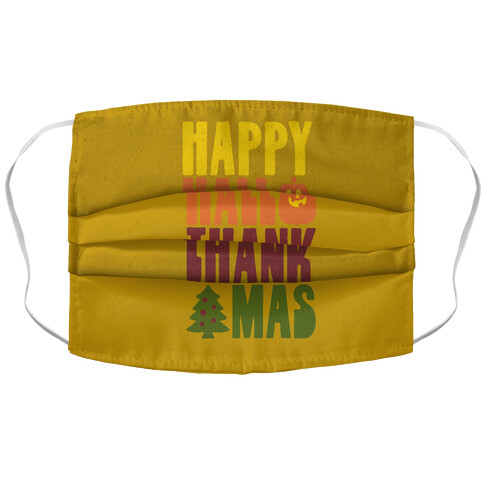 Happy Hallothankmas Accordion Face Mask