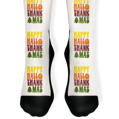 Happy Hallothankmas Sock