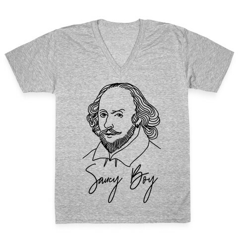 Saucy Boy William Shakespeare V-Neck Tee Shirt