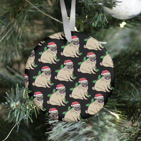 Christmas Pug Pattern Ornament