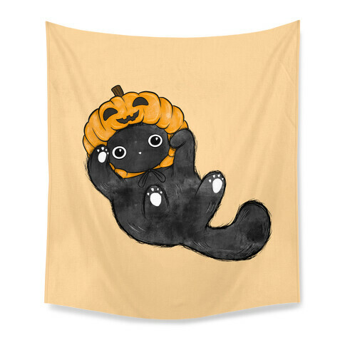 Halloween Pumpkin Cat  Tapestry