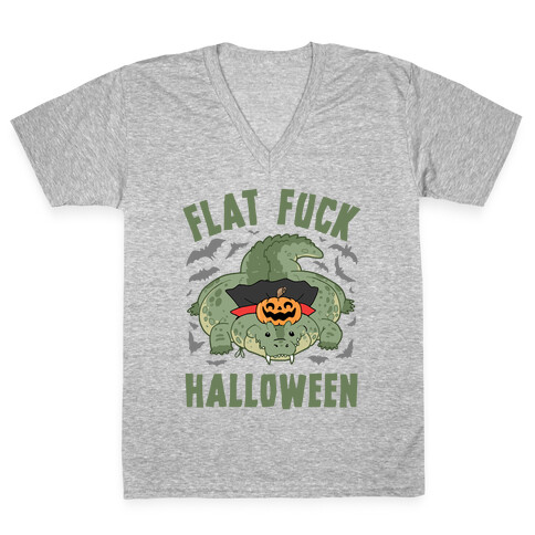 Flat F*** Halloween V-Neck Tee Shirt