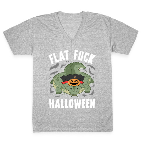 Flat F*** Halloween V-Neck Tee Shirt